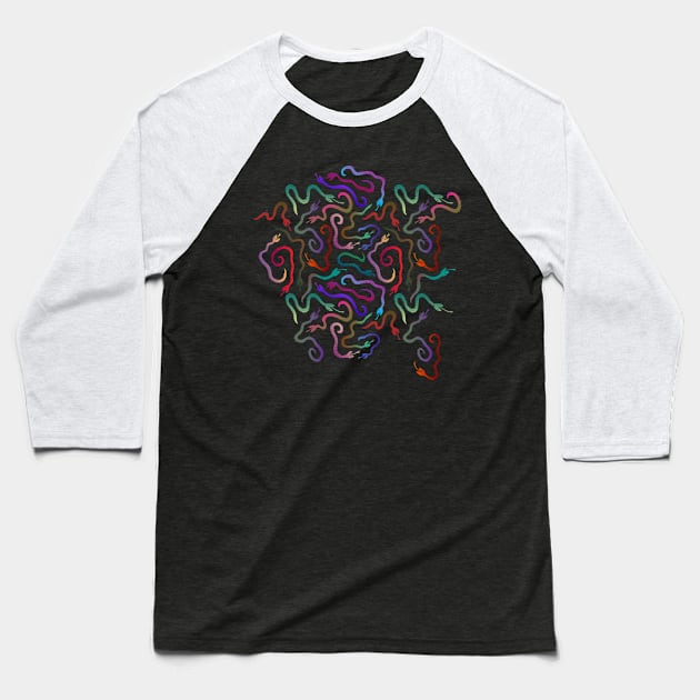 Rainbow Snake Maze Baseball T-Shirt by zeljkica